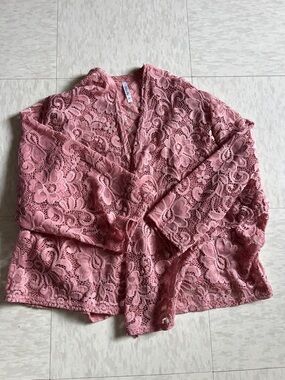 Blue Sky Lace Pink Cardigan